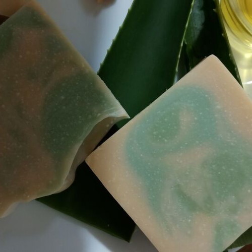 Handmade soap with aloe vera, pumpkin, green clay, avocado oil