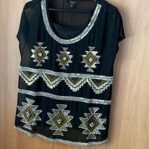 Sequin blouse No S black new
