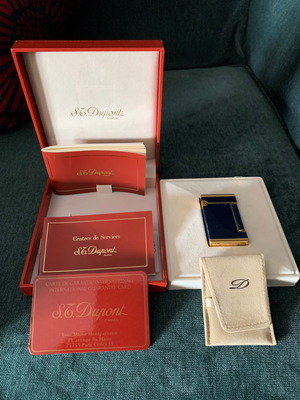 Αναπτήρας S.T. Dupont Laque de Chine Normandy Bleu καινούργιος, χρυσό-μπλε