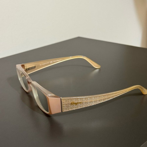 Salvatore Ferragamo glasses frame like new, beige and gold