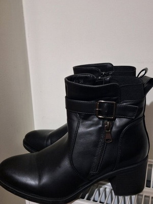 Super Mode women's boots used black ankle boots, 5cm heel, size 38
