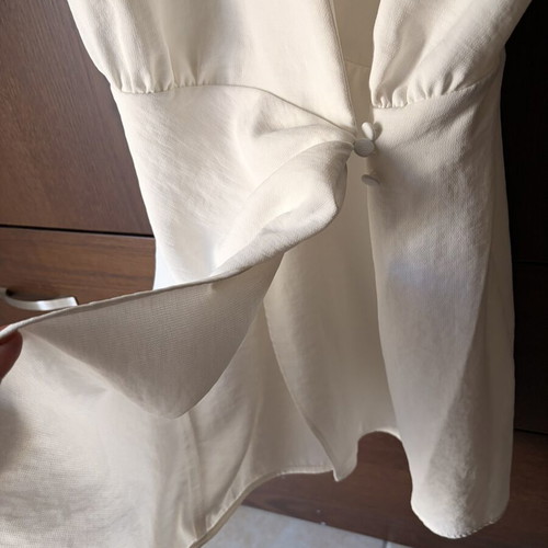 Zara mini dress, white, size XS, draped waist tie, collar