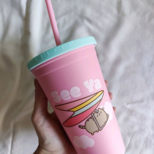 Pusheen cup with straw new