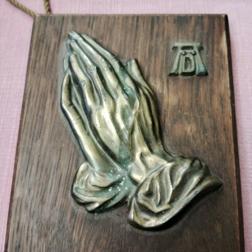 Praying Hands Albrecht Durer bronze on wood like new