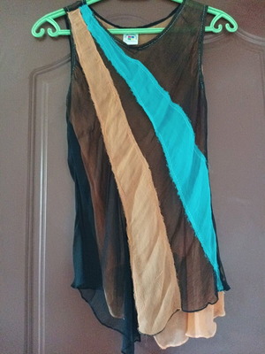 Evening blouse like new, viscose, brown and orange, sizes M and L