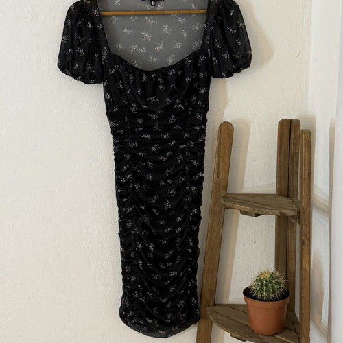 Missguided floral cottage mini dress XS/S like new, black and pink