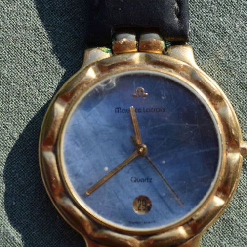 Maurice Lacroix watch used, vintage 70s, blue