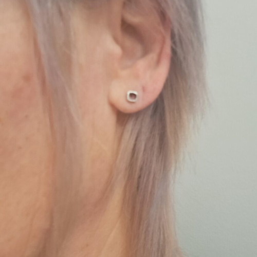 Minimal square studs earrings handmade from 925 silver