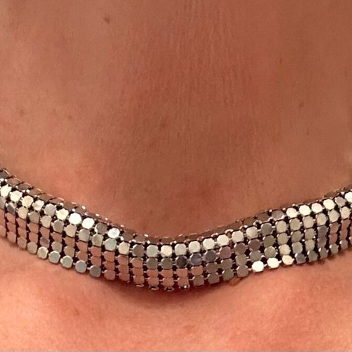Tally Weijl metallic mesh choker necklace like new, Y2K vintage