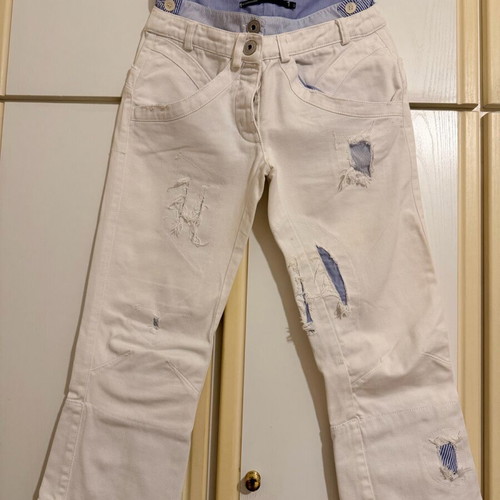 Cropped denim pants Gaetano Navarra white, 42IT, like new