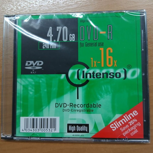 Writable DVDs new, pack of 5 Intenso and Imation discs