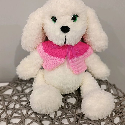 Handmade knitted puppy made to order with plush yarn