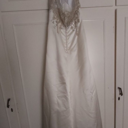 F-Prive wedding dress silk satin ecru like new, size small