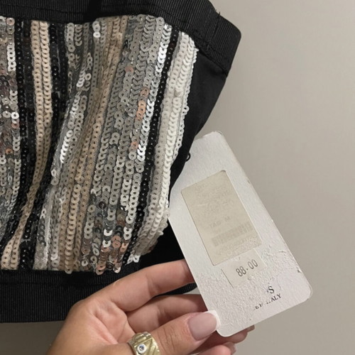 Zara sequin skirt-bustier set new, black-silver