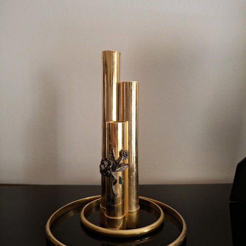 Gold-plated candle holders used, 2 pieces, 24K