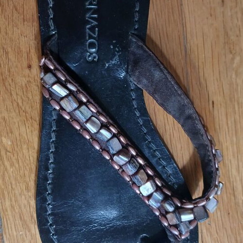 J. Bournazos leather women's flip flops used, brown size 37