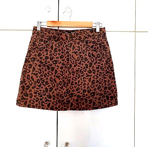 Stradivarius animal print φούστα καφέ μαύρο
