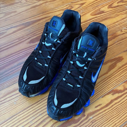 Nike Shox TL athletic shoes like new, size 47, black and blue