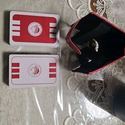 Olympiacos playing cards used, set of 2 decks with case