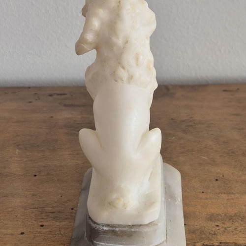 Grand Tour White Alabaster Seated Spaniel Bookends, original pair