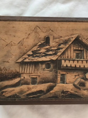 Carved wooden box used, over 80 years old from Alexandria