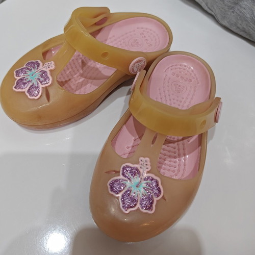 Crocs children's slippers used, size 23, beige and pink