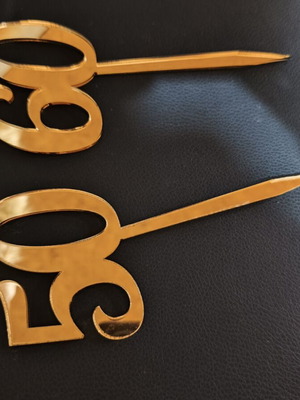 Birthday numbers made of gold mirror plexiglass, new
