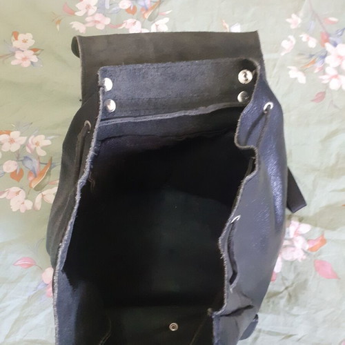 Leather backpack used, genuine leather, black