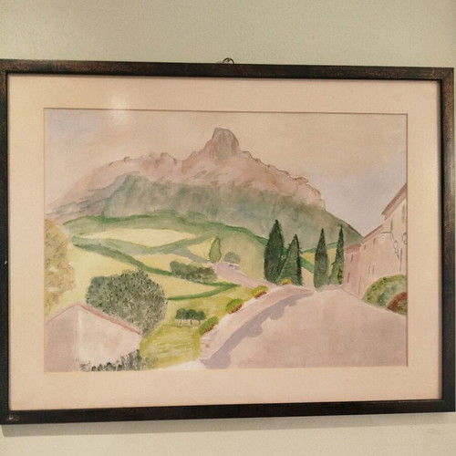 Watercolor in frame with glass like new, handmade 48x36.5cm