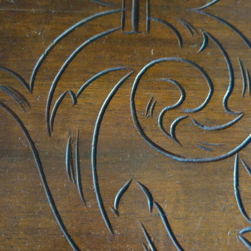 Antique wooden carved table used, solid wood, late 19th century