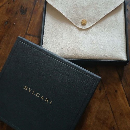 Authentic Bulgari jewelry box with suede case like new