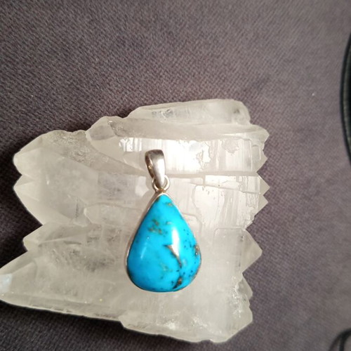 Turquoise Energy Crystal Silver Pendant new