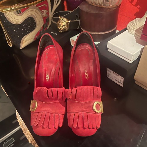 Sande suede shoes used, red, size 36, pumps with 8cm heel