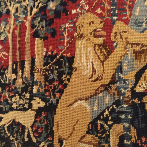 Tapestry embroidery used with theme The Lady and the Unicorn