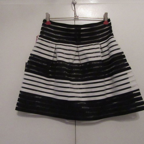 De Deo mini skirt black and white striped party semi-transparent new