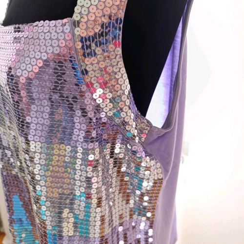 M.Asam Sleeveless Top with Sequins like new, purple and silver