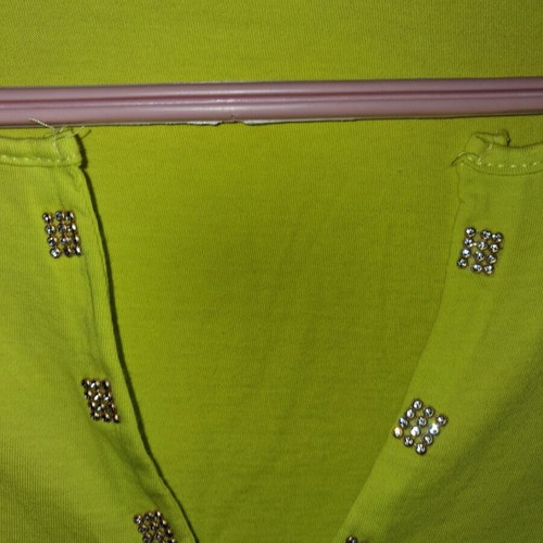 Marlen lime blouse like new, one size, cotton with small rhinestones