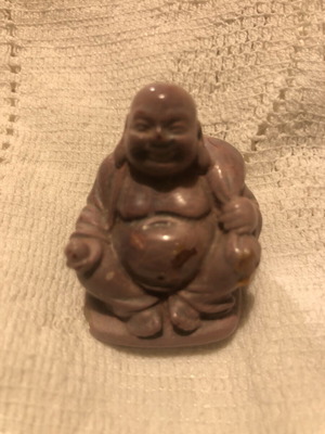 Vintage carved Laughing Buddha figurine used, soapstone, height 5 cm