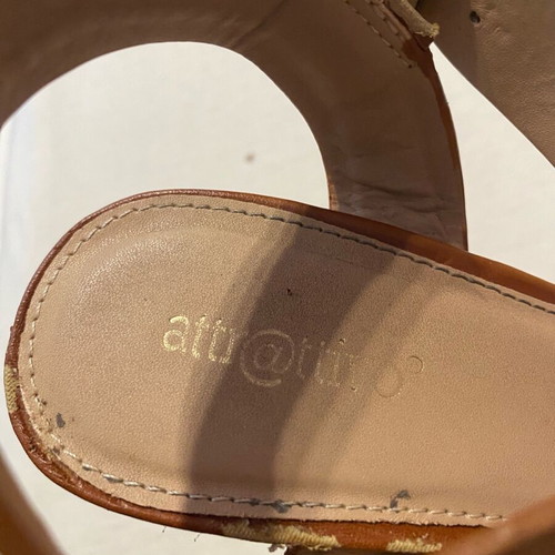 Attrattivo platform sandals like new, brown leather straps, 15 cm heel
