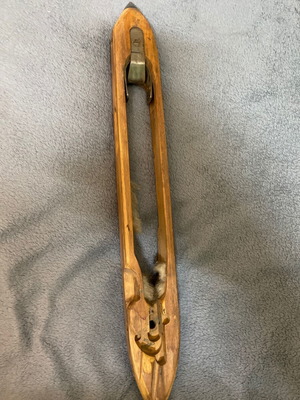 Wooden weaving shuttle used, handmade oak