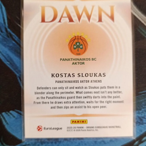 Kostas Sloukas Dawn numbered card, like new