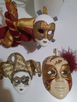 Set of 3 hand-painted Venetian masks like new