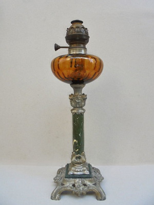 Λάμπα καυσίμου αντίκα σαν καινούργιο, γαλλική, μαρμάρινη βάση