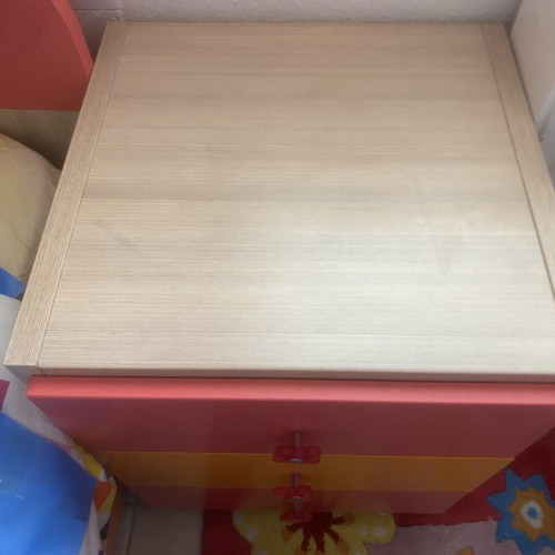 Children's bedroom set used with wardrobe, beds, desk, and drawers