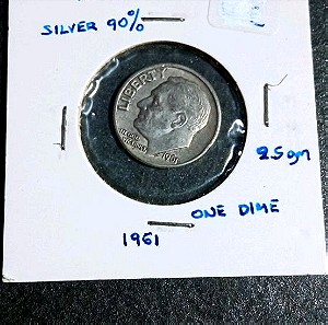 Ασημένιο ΗΠΑ 1 dime 1961