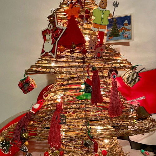 Christmas tree used with built-in lights and charms