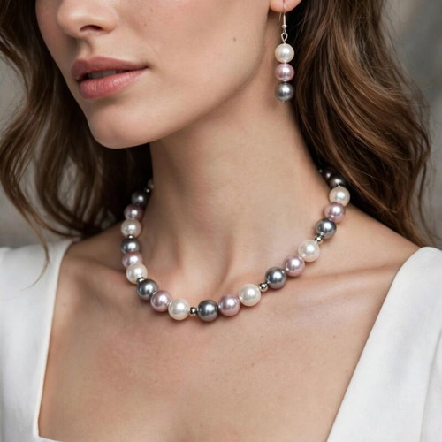 Handmade beaded jewelry set in pastel colors, new
