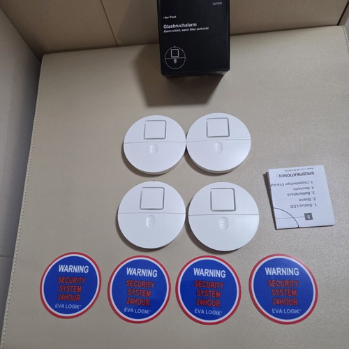 EVA LOGIK NST003 ultrathin window alarms set of 4 with vibration sensors and 120 dB sirens