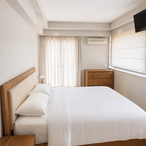 Natural Wood Bed with Suede Headboard and Mattress