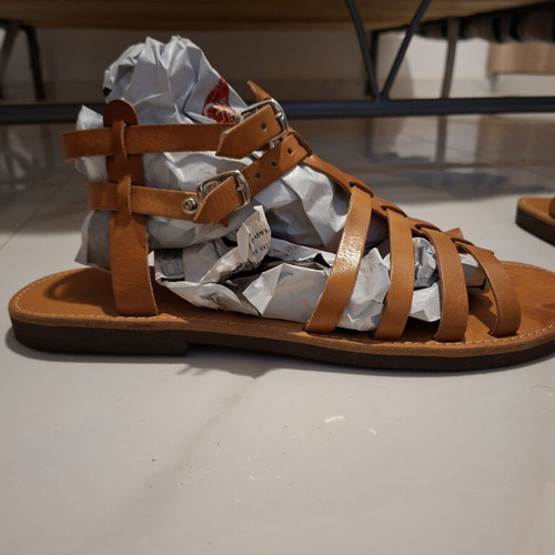 Ges Sandals handmade men's leather brown size 48, like new